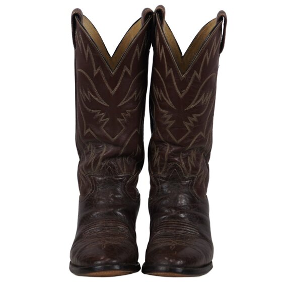 Hondo Brown Leather Cowboy Western Boots Retro Stitch Vintage US Made Men 7.5 EE - Picture 4 of 11